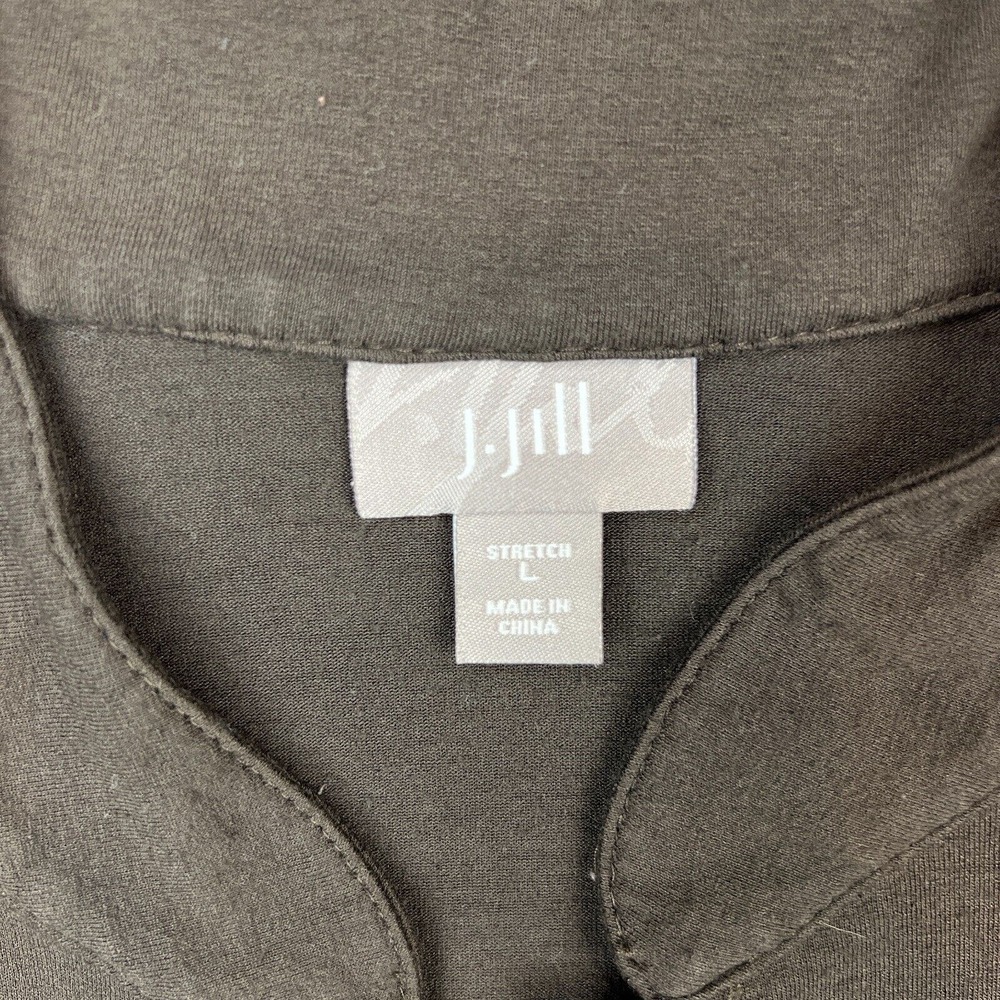 J Jill Cardigan Sweater Womens Large Brown Open Front Knit Topper Stretch Casual - Picture 3 of 12